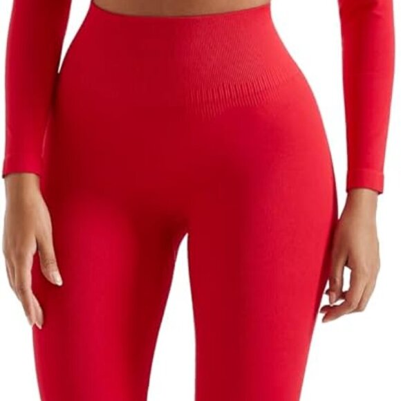 Women 2 Piece Workout Sets Hidden Scrunch Butt Lifting Seamless Leggings Long Sl - Picture 2 of 6